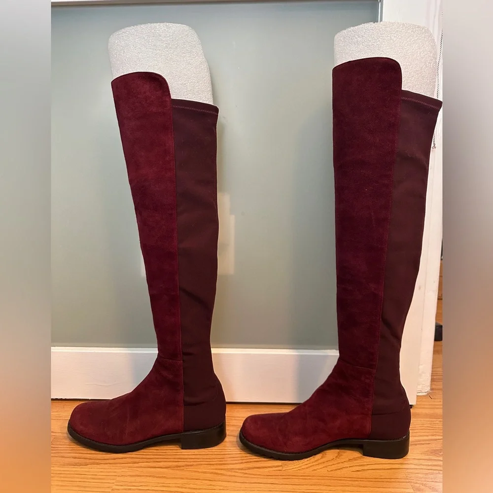 Genuine Stuart Weitzman 5050 Burgundy Over-the-Knee Boots 7 M - Picture 2 of 9